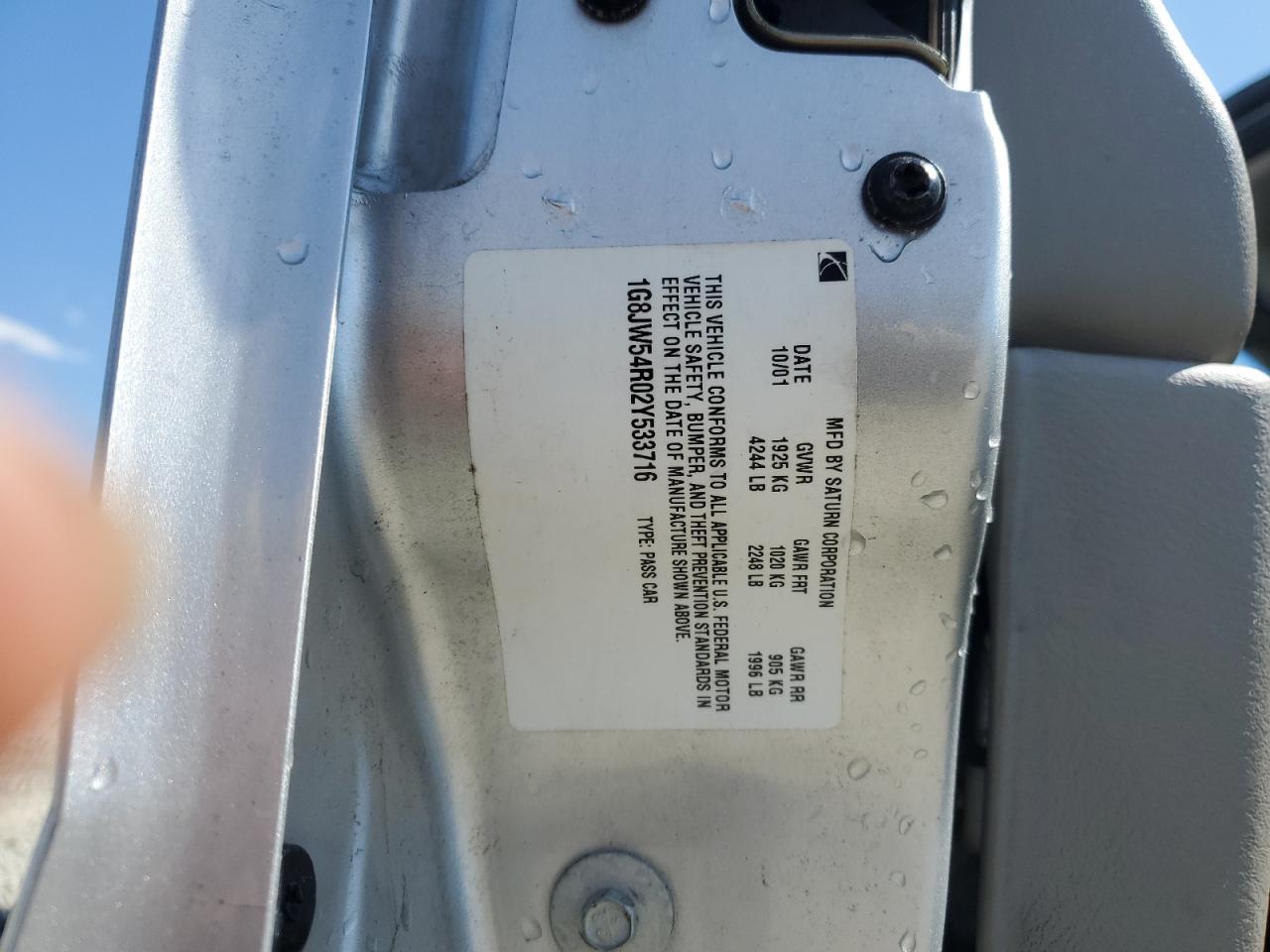 2002 Saturn L300 VIN: 1G8JW54R02Y533716 Lot: 80286175