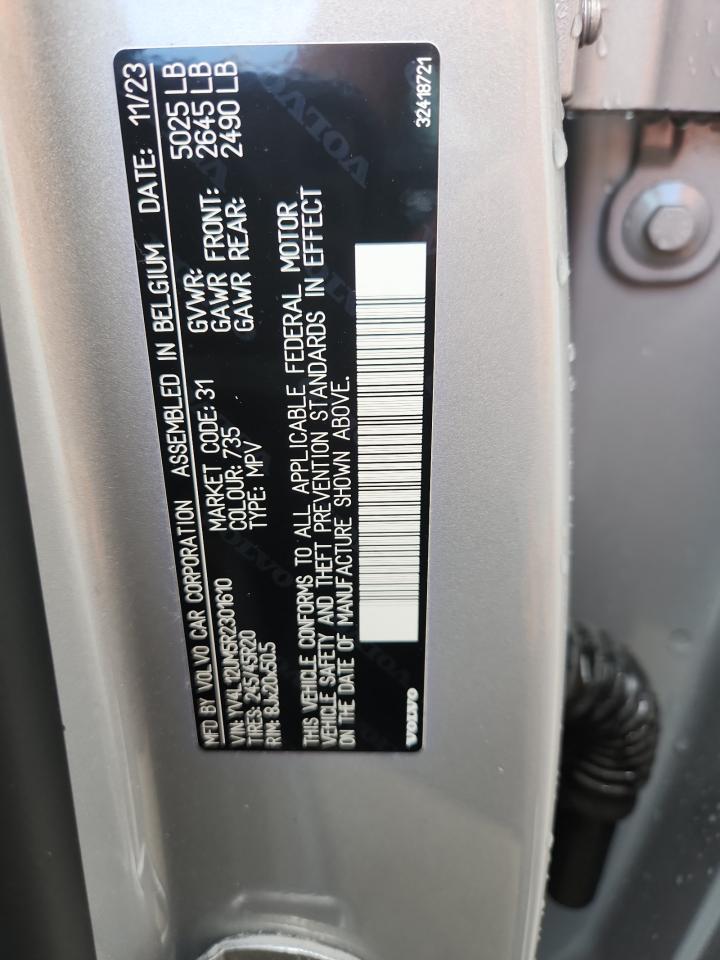 2024 Volvo Xc40 Ultimate VIN: YV4L12UM5R2301610 Lot: 71741675