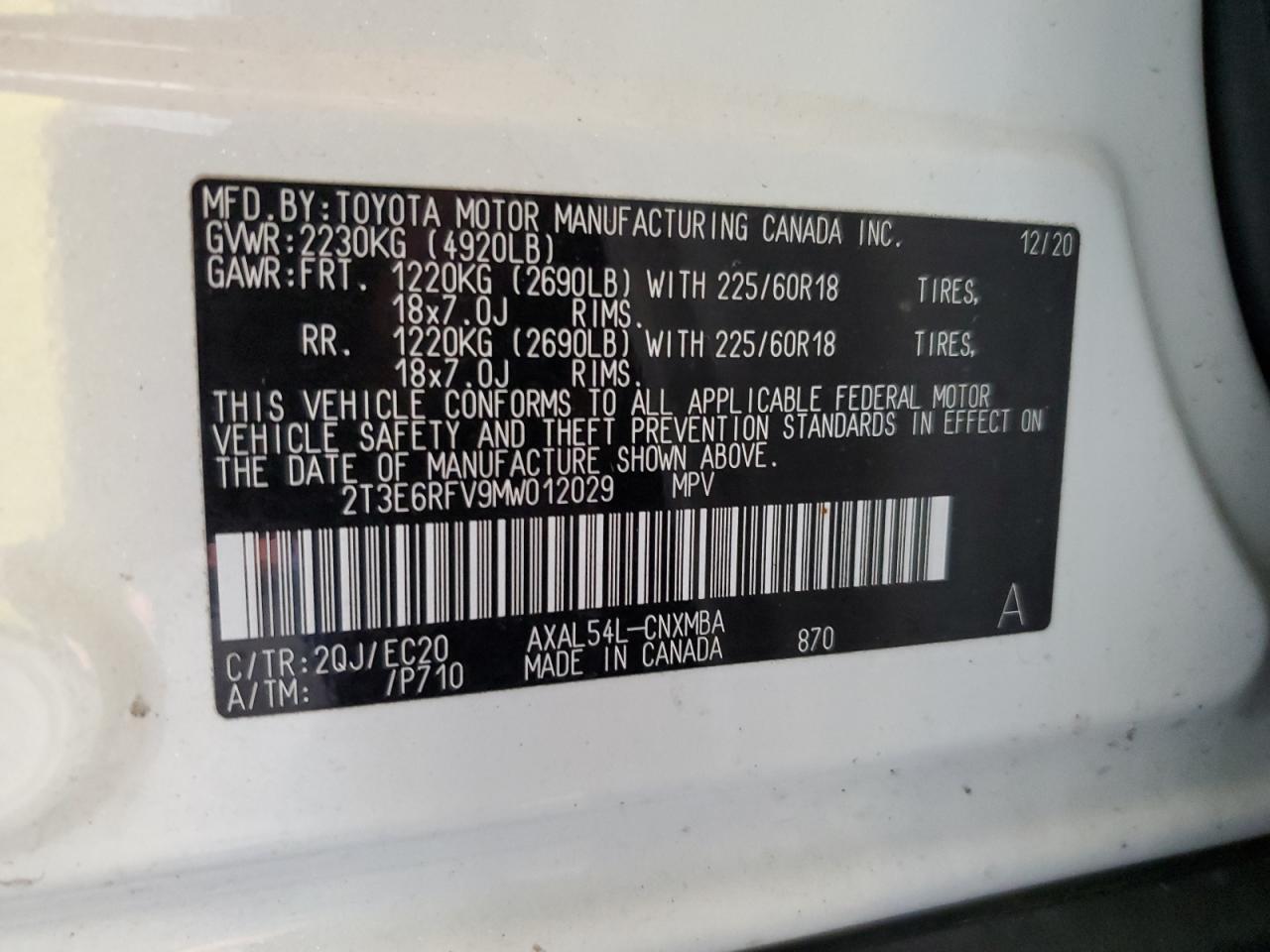 2021 Toyota Rav4 Xse VIN: 2T3E6RFV9MW012029 Lot: 84537405