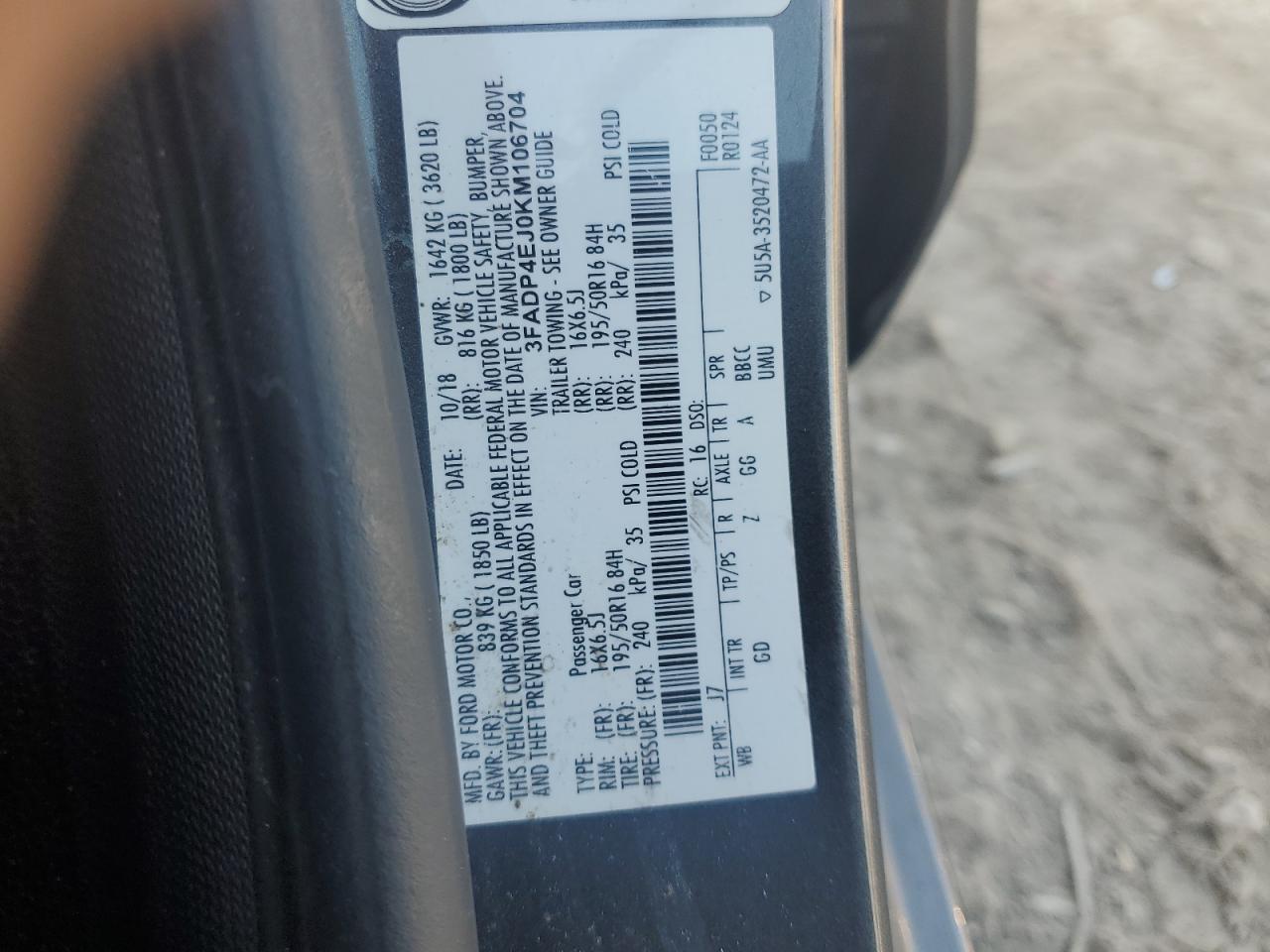 2019 Ford Fiesta Se VIN: 3FADP4EJ0KM106704 Lot: 81316675