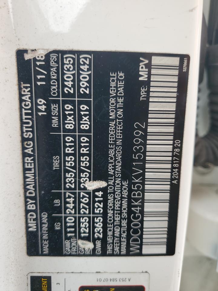 2019 Mercedes-Benz Glc 300 4Matic VIN: WDC0G4KB5KV153992 Lot: 84168475