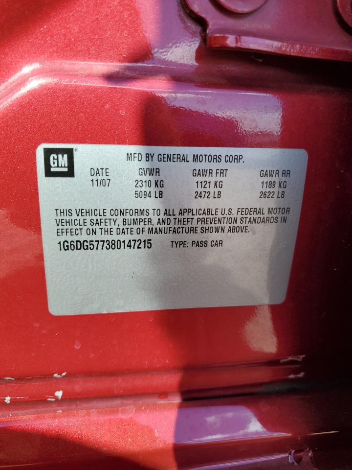 2008 Cadillac Cts VIN: 1G6DG577380147215 Lot: 70994985