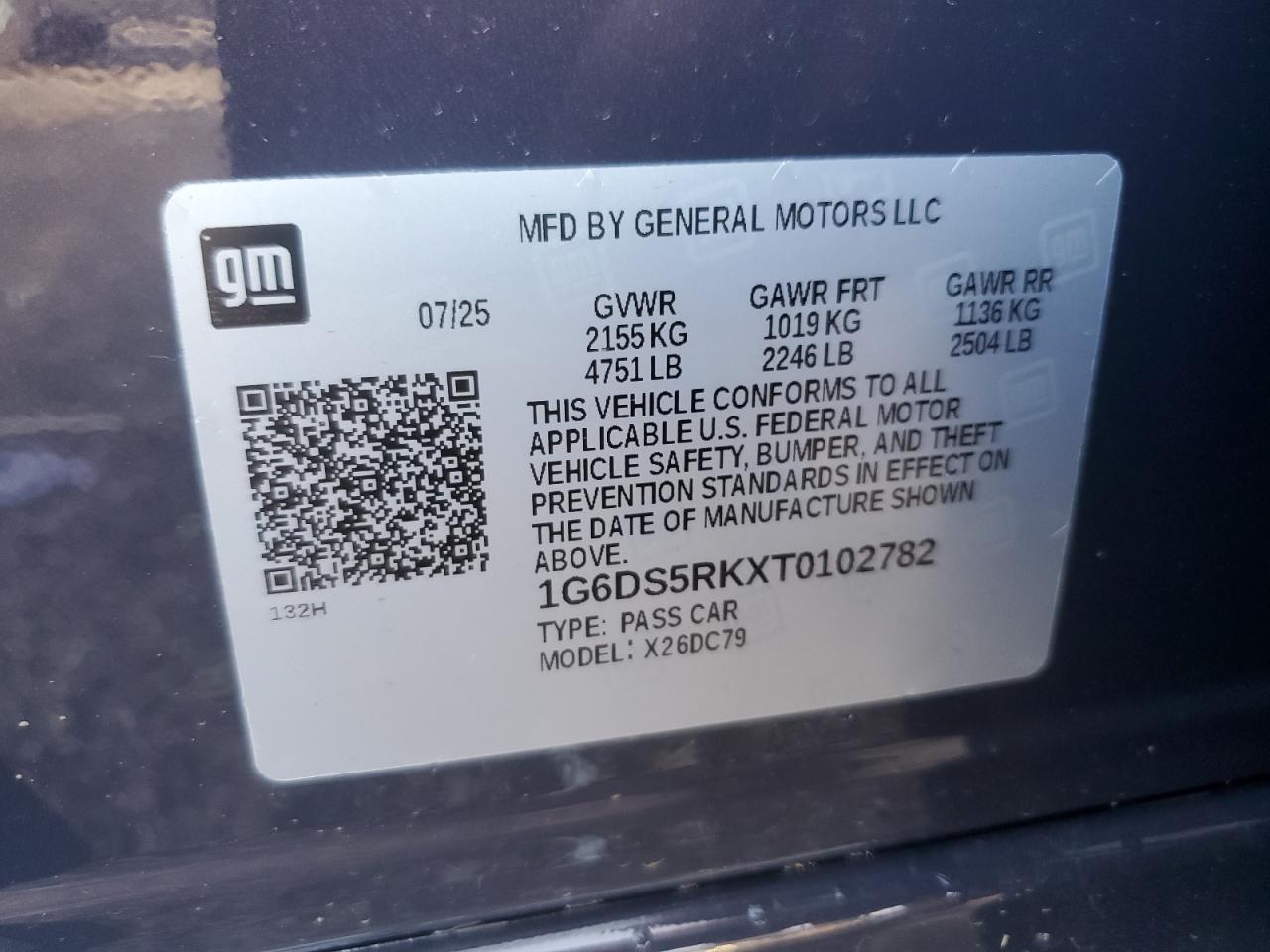 2026 Cadillac Ct5 Premium Luxury VIN: 1G6DS5RKXT0102782 Lot: 81316355