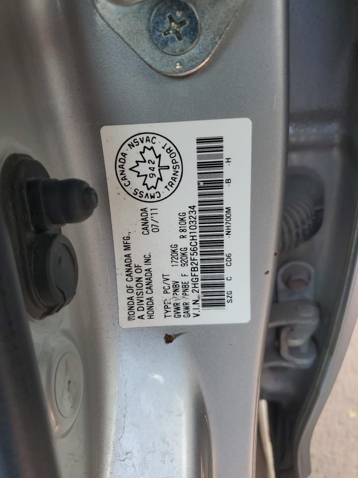 2012 Honda Civic Lx VIN: 2HGFB2F56CH103234 Lot: 80247555