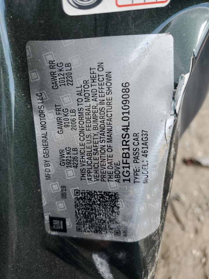 2020 Chevrolet Camaro Ls VIN: 1G1FB1RS4L0109086 Lot: 71293235