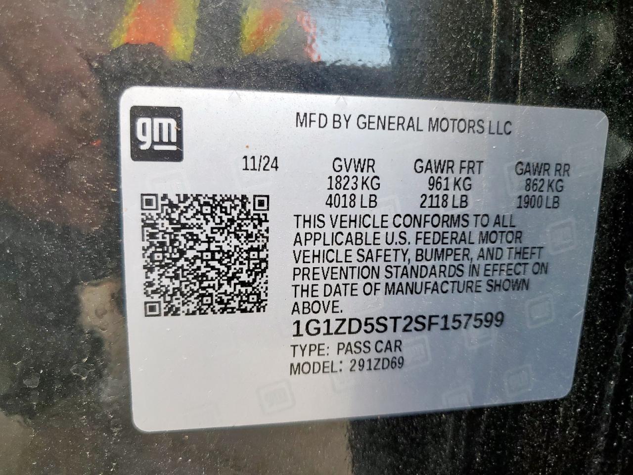 2025 Chevrolet Malibu Lt VIN: 1G1ZD5ST2SF157599 Lot: 81411735