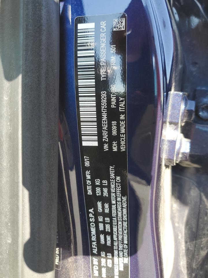 2017 Alfa Romeo Giulia Ti Q4 VIN: ZARFAEEN4H7559293 Lot: 80630305