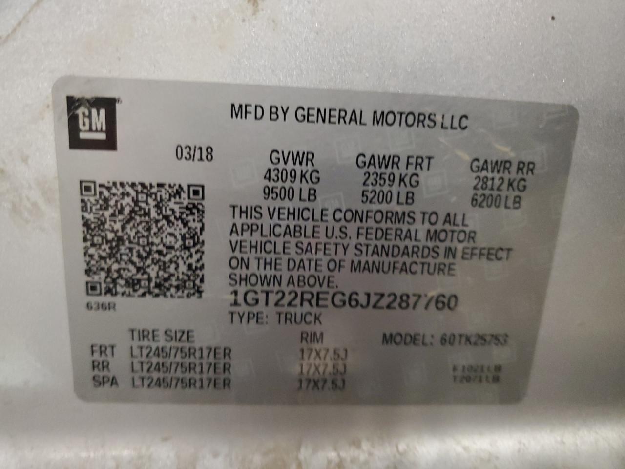 2018 GMC Sierra K2500 Heavy Duty VIN: 1GT22REG6JZ287760 Lot: 71829185