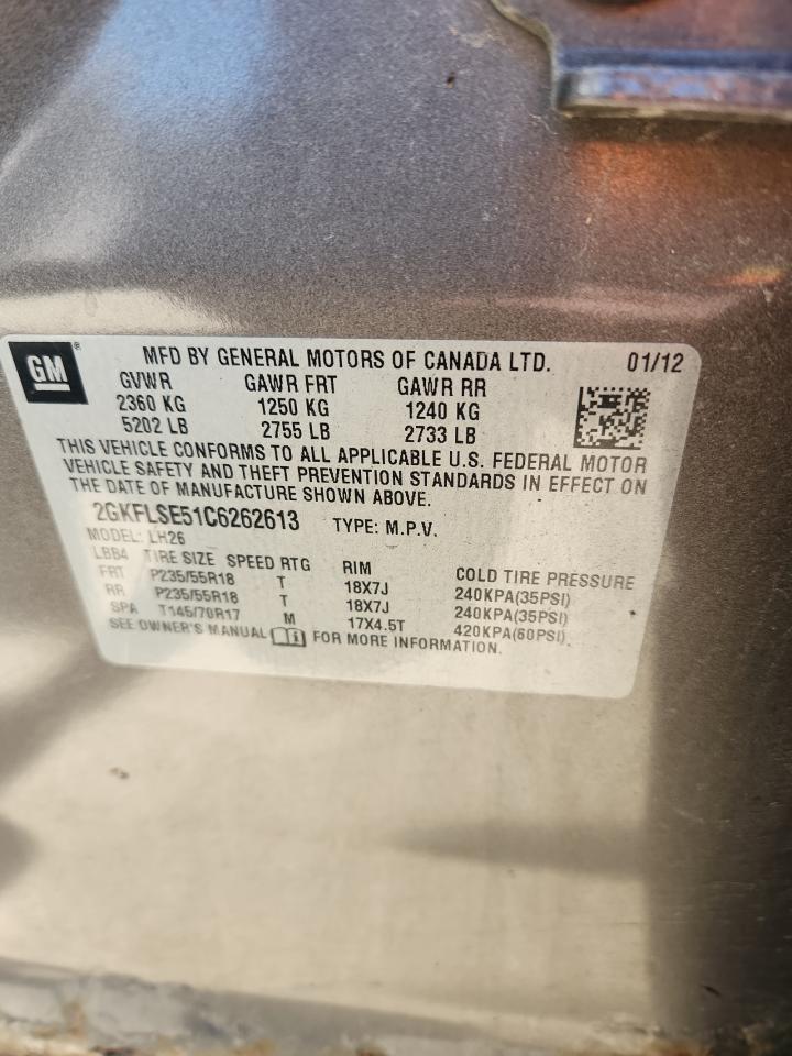 2012 GMC Terrain Sle VIN: 2GKFLSE51C6262613 Lot: 80677065