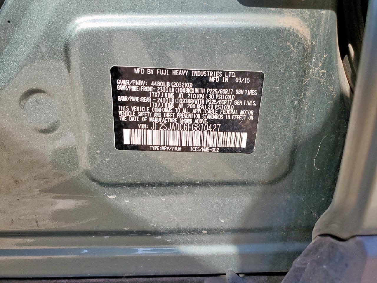 2015 Subaru Forester 2.5I Premium VIN: JF2SJADC6FG810427 Lot: 70265205