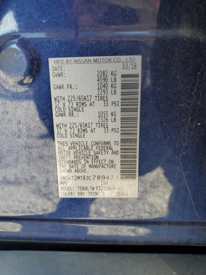 2018 Nissan Rogue S VIN: 5N1AT2MT8JC789473 Lot: 80505015