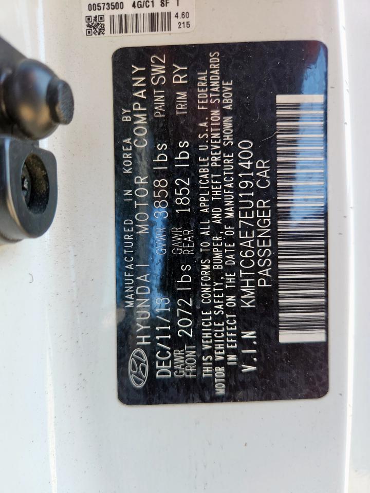 2014 Hyundai Veloster Turbo VIN: KMHTC6AE7EU191400 Lot: 80125425