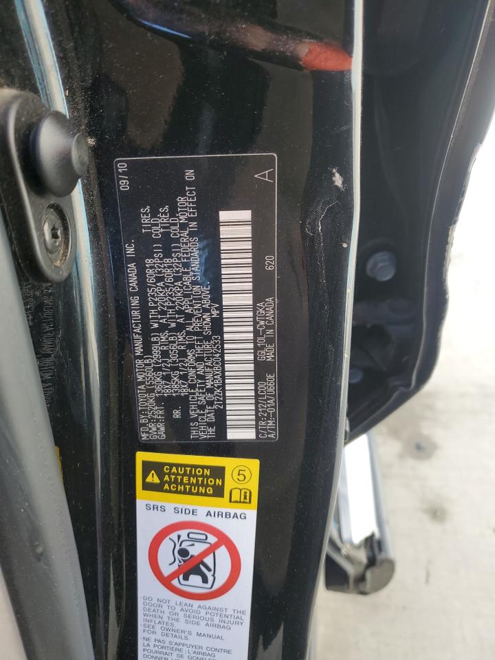 2011 Lexus Rx 350 VIN: 2T2ZK1BAXBC042533 Lot: 81050065