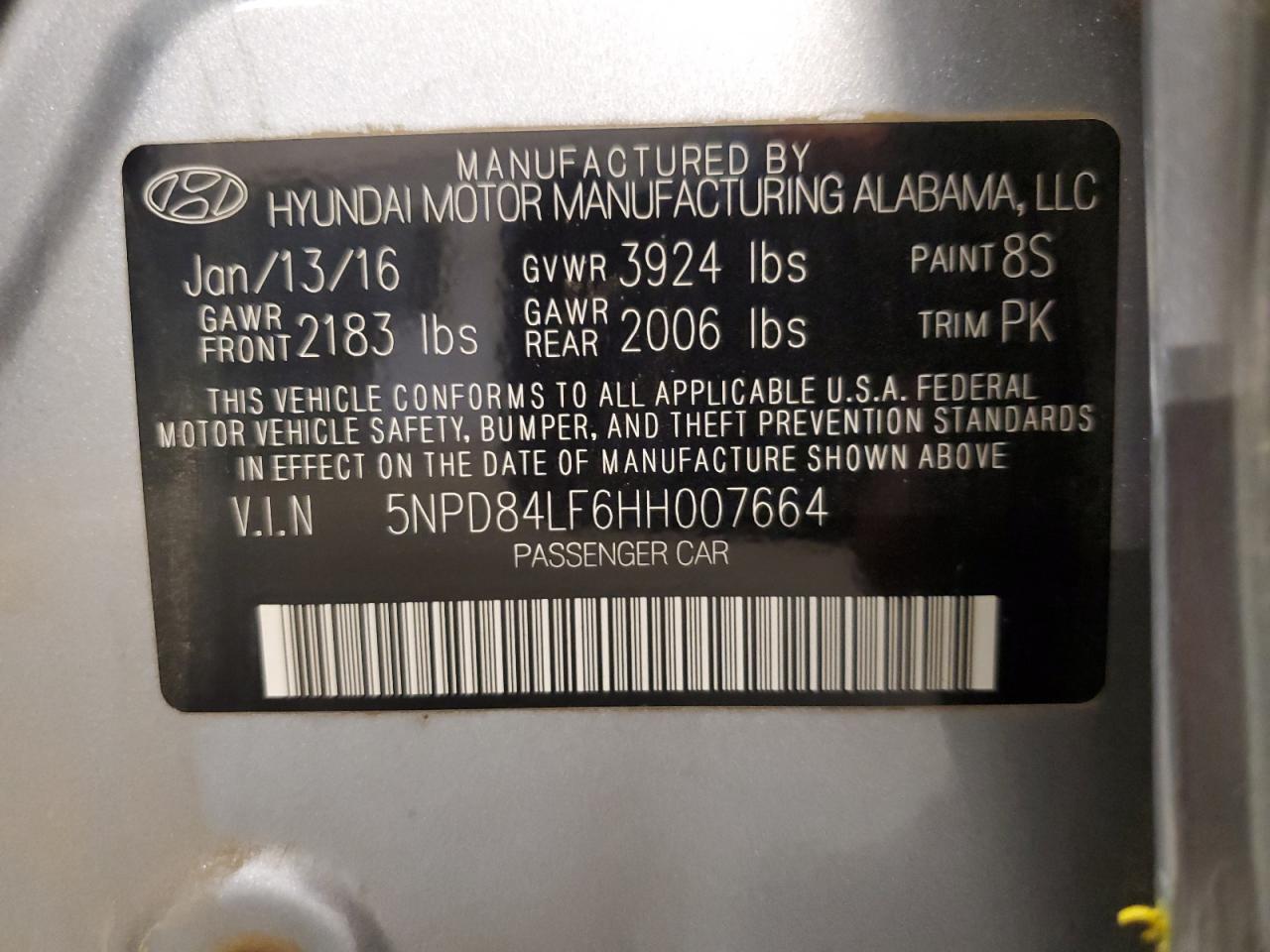 2017 Hyundai Elantra Se VIN: 5NPD84LF6HH007664 Lot: 81215725