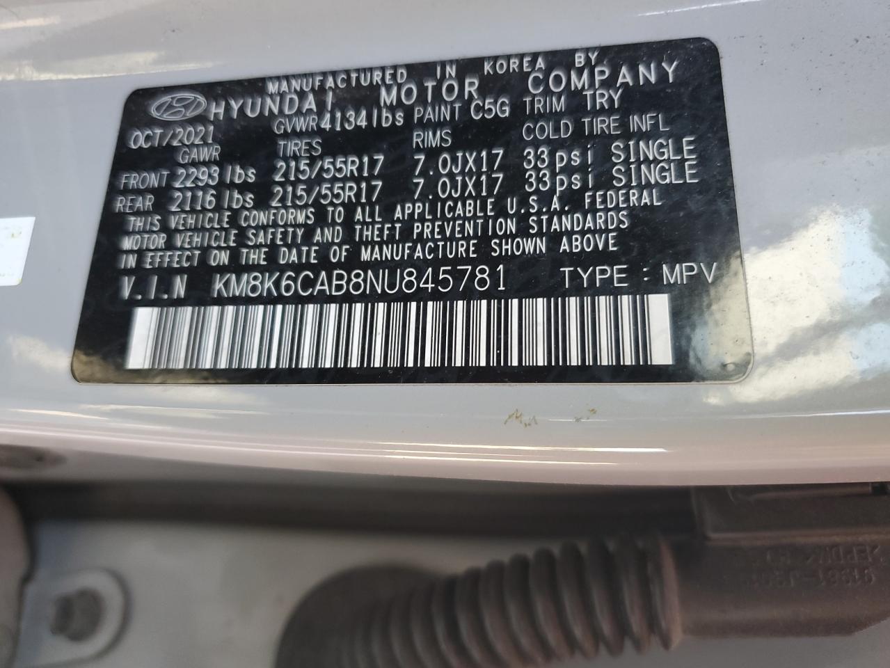 2022 Hyundai Kona Sel VIN: KM8K6CAB8NU845781 Lot: 80439885