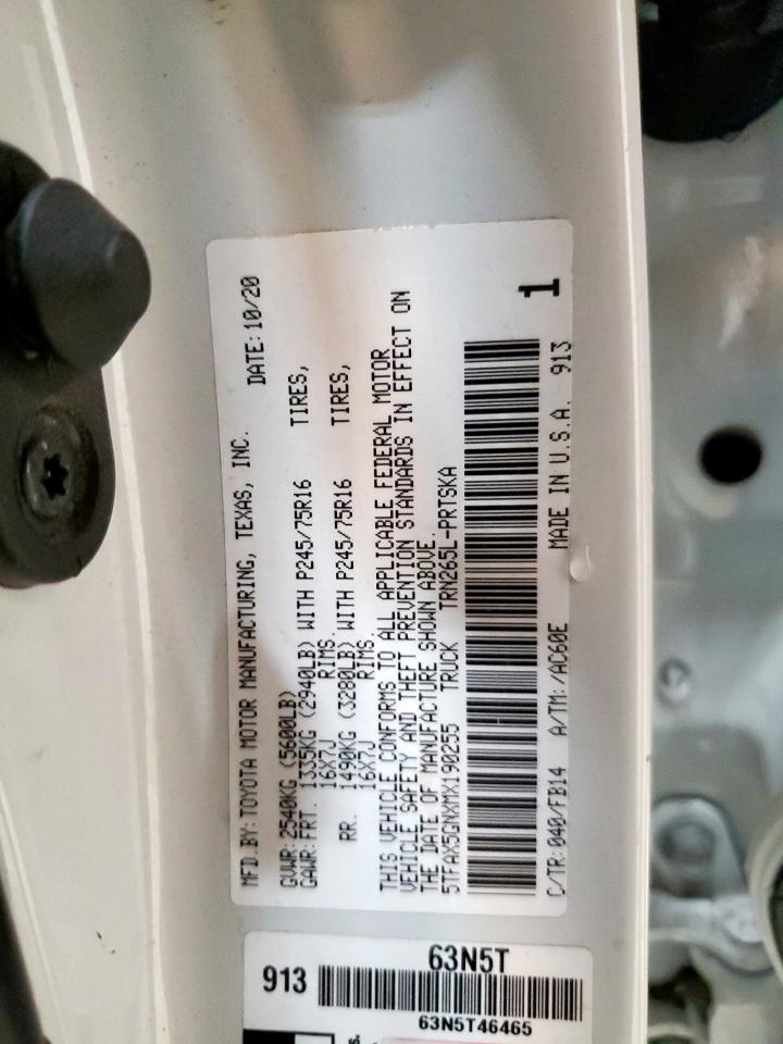 2021 Toyota Tacoma Double Cab VIN: 5TFAX5GNXMX190255 Lot: 80309355
