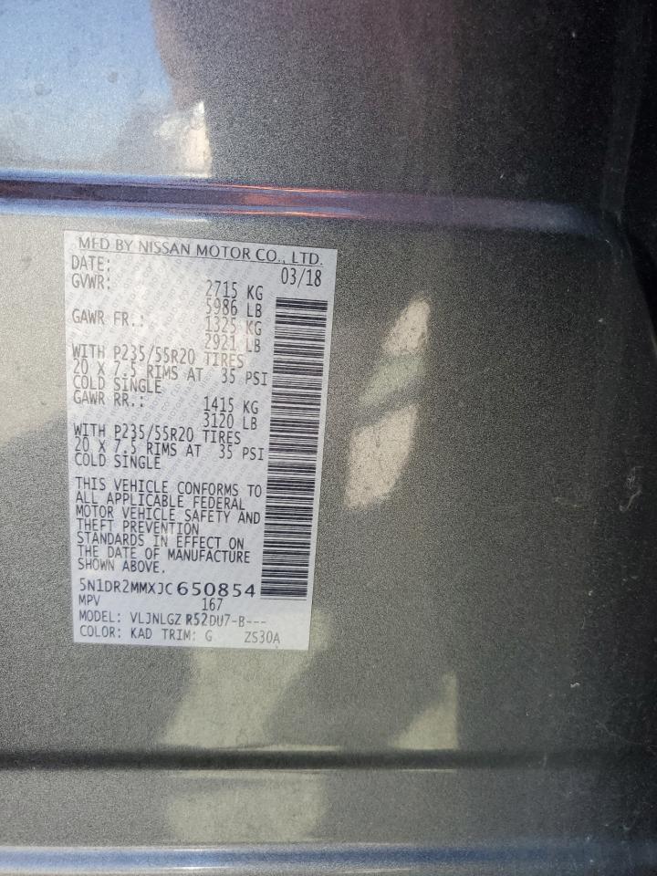 2018 Nissan Pathfinder S VIN: 5N1DR2MMXJC650854 Lot: 80469625