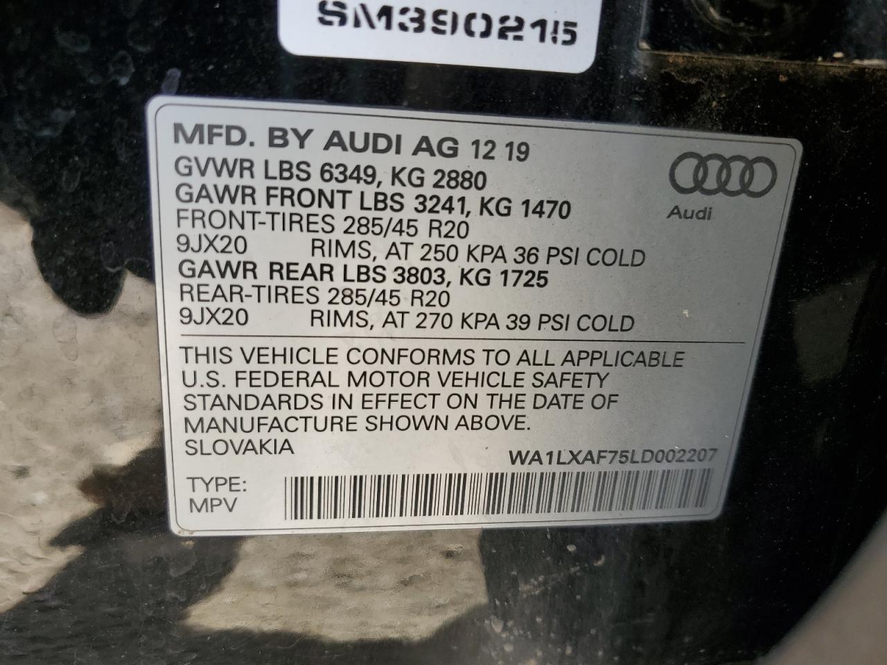 2020 Audi Q7 Premium Plus VIN: WA1LXAF75LD002207 Lot: 82041875