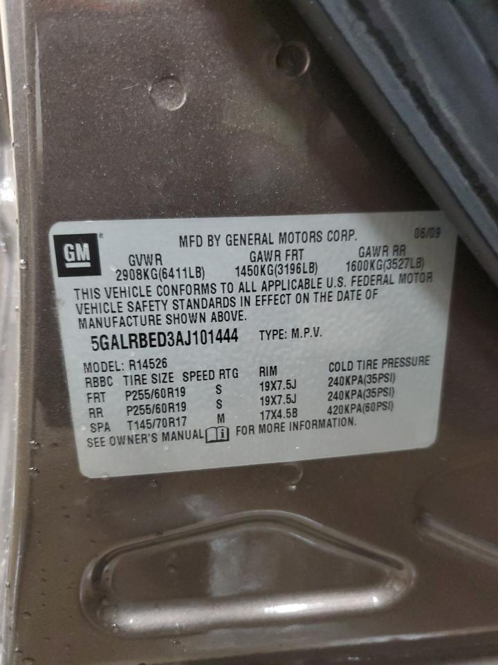 2010 Buick Enclave Cxl VIN: 5GALRBED3AJ101444 Lot: 81375245