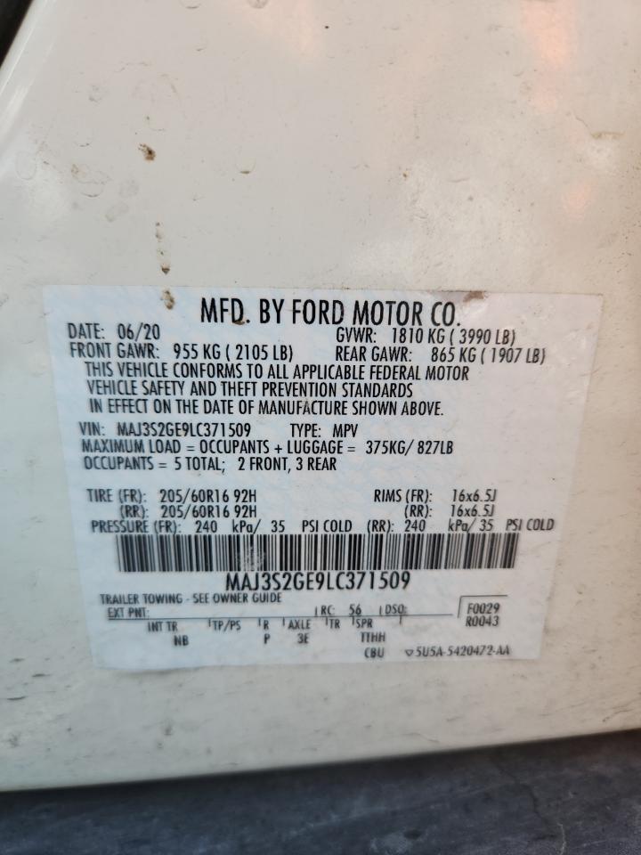 2020 Ford Ecosport Se VIN: MAJ3S2GE9LC371509 Lot: 80821765
