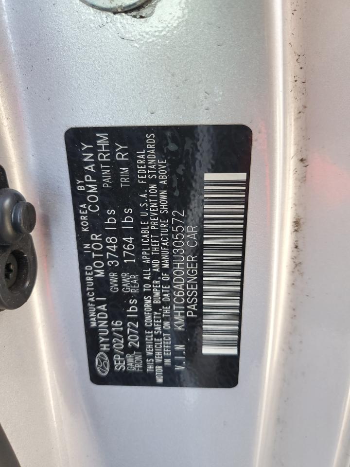 2017 Hyundai Veloster VIN: KMHTC6AD0HU305572 Lot: 80583385