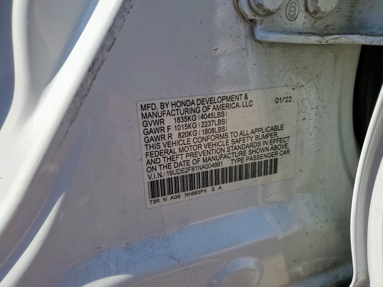 2022 Acura Ilx Premium A-Spec VIN: 19UDE2F81NA004881 Lot: 80102265