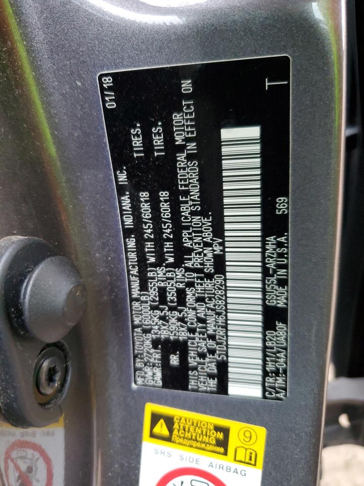 2018 Toyota Highlander Se VIN: 5TDJZRFH6JS828290 Lot: 81221695