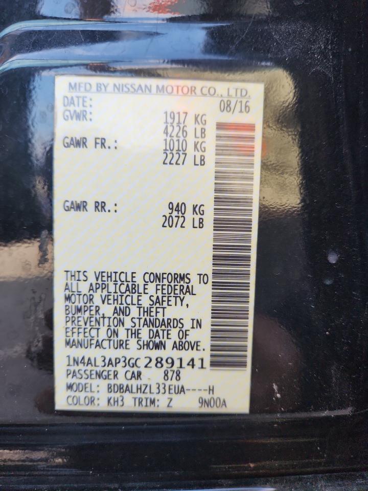 2016 Nissan Altima 2.5 VIN: 1N4AL3AP3GC289141 Lot: 81857205