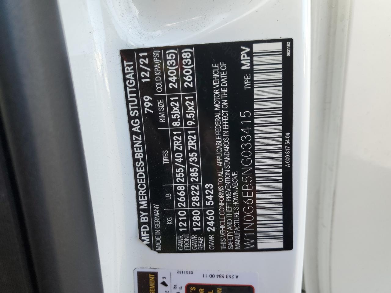 2022 Mercedes-Benz Glc 43 4Matic Amg VIN: W1N0G6EB5NG033415 Lot: 70783735