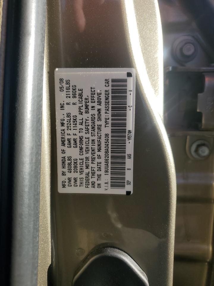 2008 Acura Tl VIN: 19UUA66208A045408 Lot: 83953365