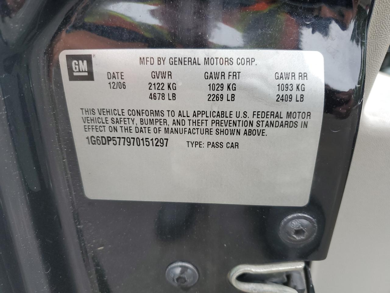 2007 Cadillac Cts Hi Feature V6 VIN: 1G6DP577970151297 Lot: 69014665