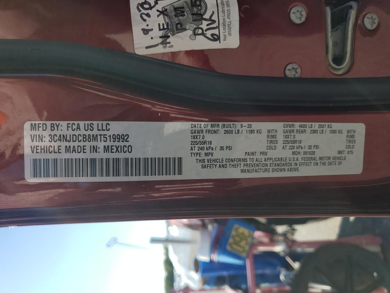 2021 Jeep Compass Limited VIN: 3C4NJDCB8MT519992 Lot: 71131295