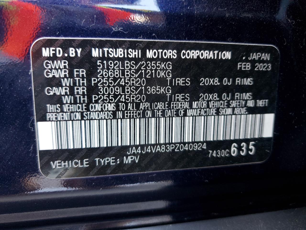 2023 Mitsubishi Outlander Sel VIN: JA4J4VA83PZ040924 Lot: 71873725