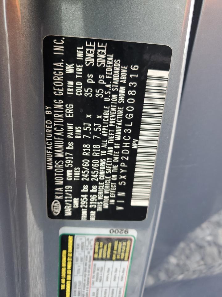 2020 Kia Telluride Lx VIN: 5XYP2DHC3LG008316 Lot: 81599055