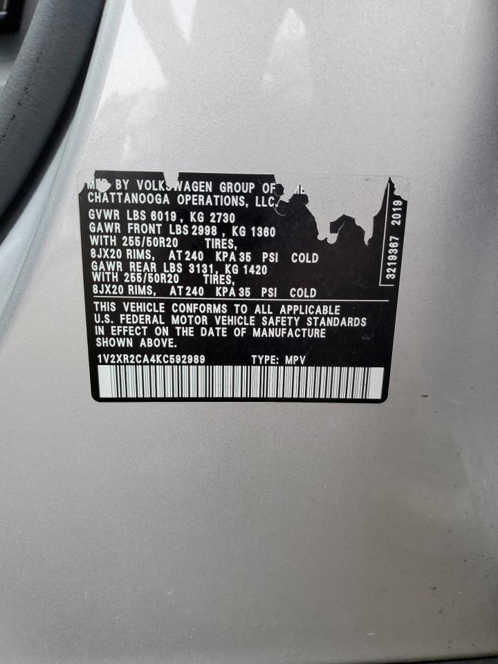 2019 Volkswagen Atlas Se VIN: 1V2XR2CA4KC592989 Lot: 81465835