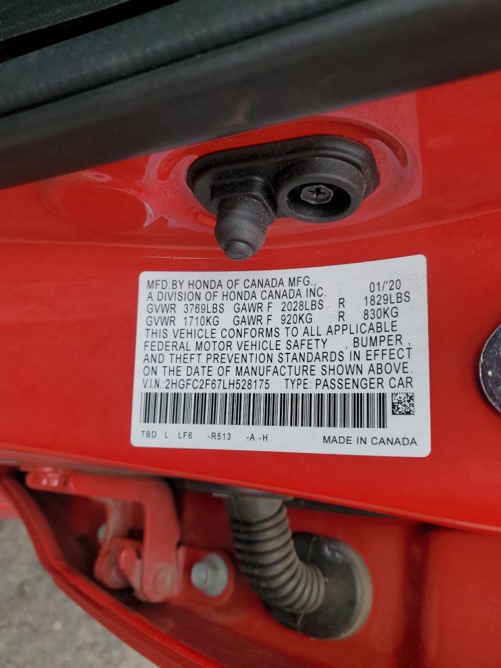 2020 Honda Civic Lx VIN: 2HGFC2F67LH528175 Lot: 81529875
