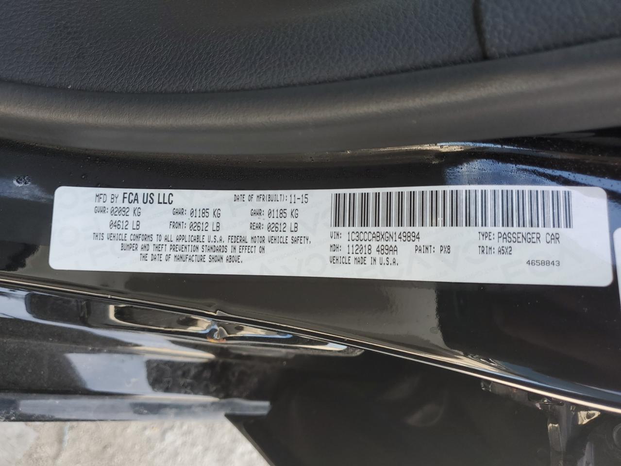 2016 Chrysler 200 Limited VIN: 1C3CCCABXGN149894 Lot: 71370345