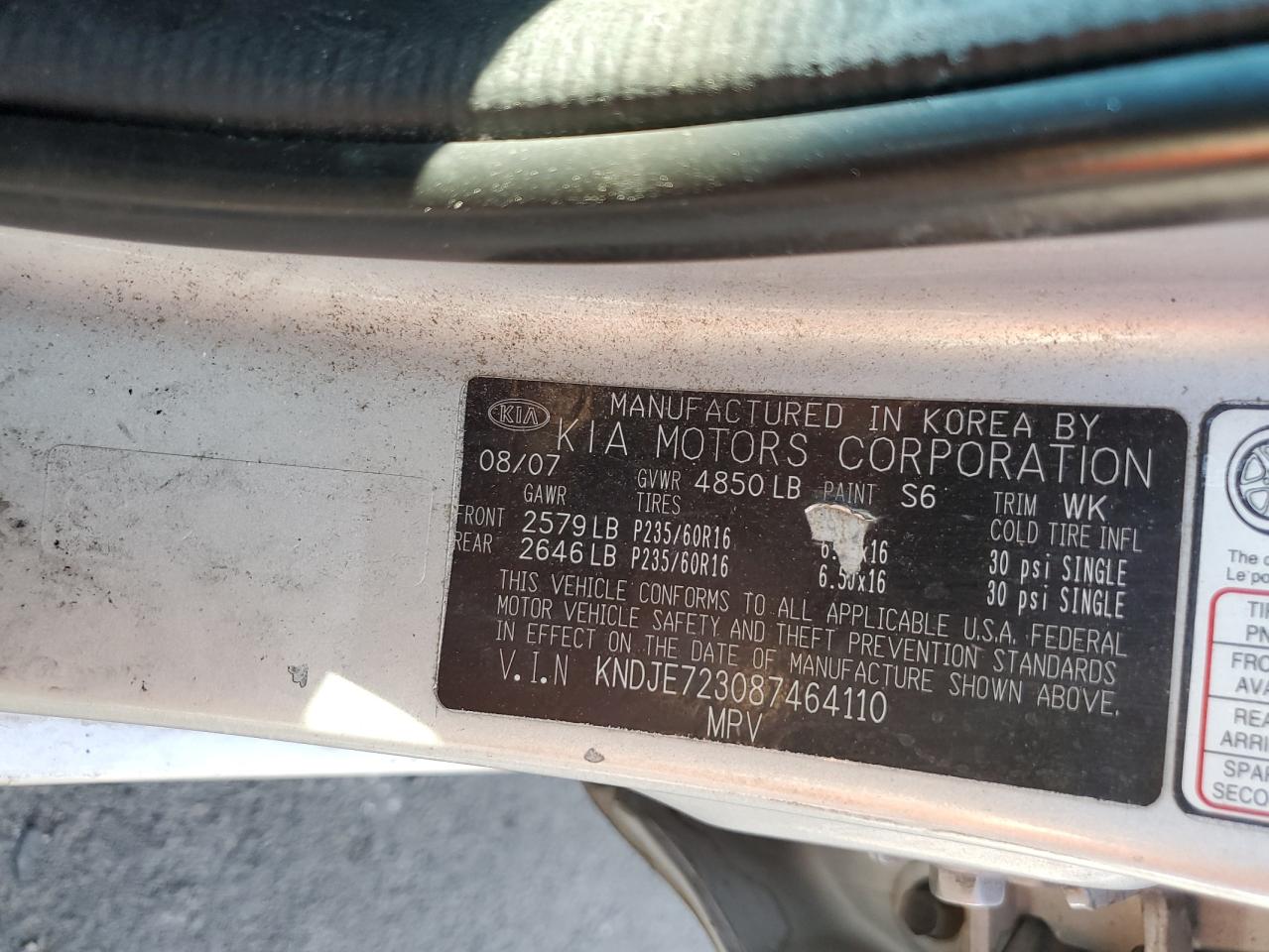 2008 Kia Sportage Ex VIN: KNDJE723087464110 Lot: 80394955