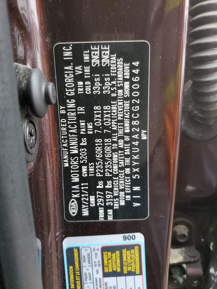 2012 Kia Sorento Ex VIN: 5XYKU4A28CG200644 Lot: 82109175