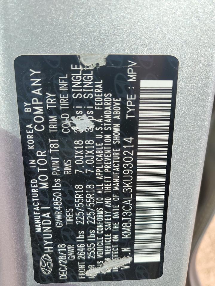2019 Hyundai Tucson Limited VIN: KM8J3CAL3KU930214 Lot: 80637635