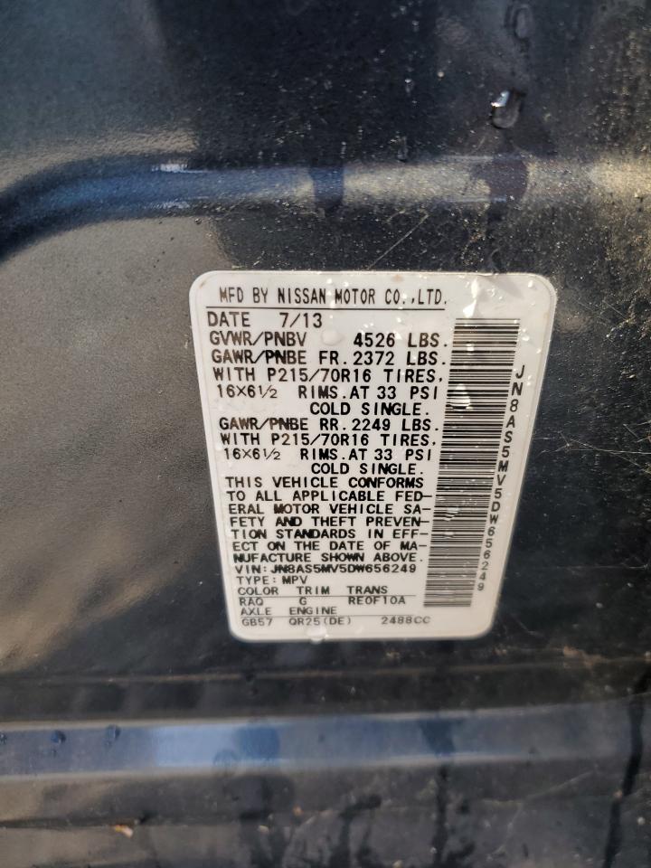 2013 Nissan Rogue S VIN: JN8AS5MV5DW656249 Lot: 82116315