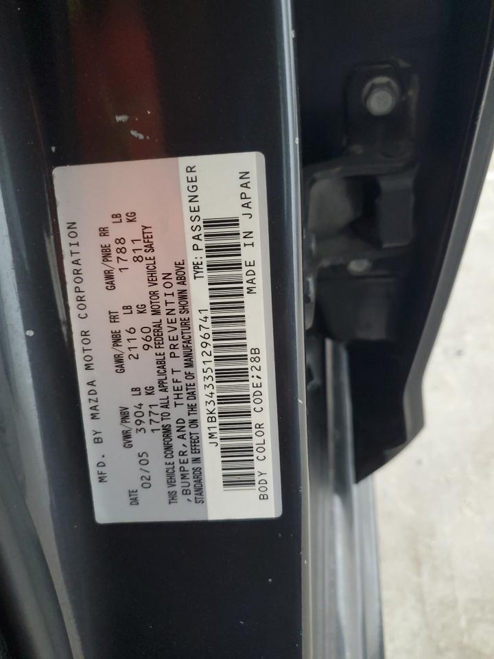 2005 Mazda 3 Hatchback VIN: JM1BK343351296741 Lot: 70625315
