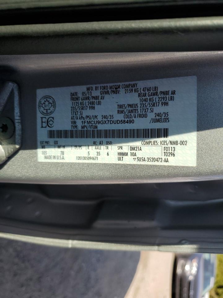 2013 Ford Escape Se VIN: 1FMCU9GX7DUD58490 Lot: 71864835