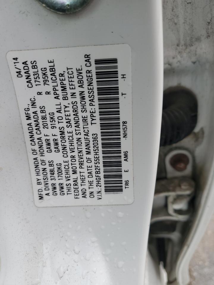 2014 Honda Civic Lx VIN: 2HGFB2F55EH520363 Lot: 84264415