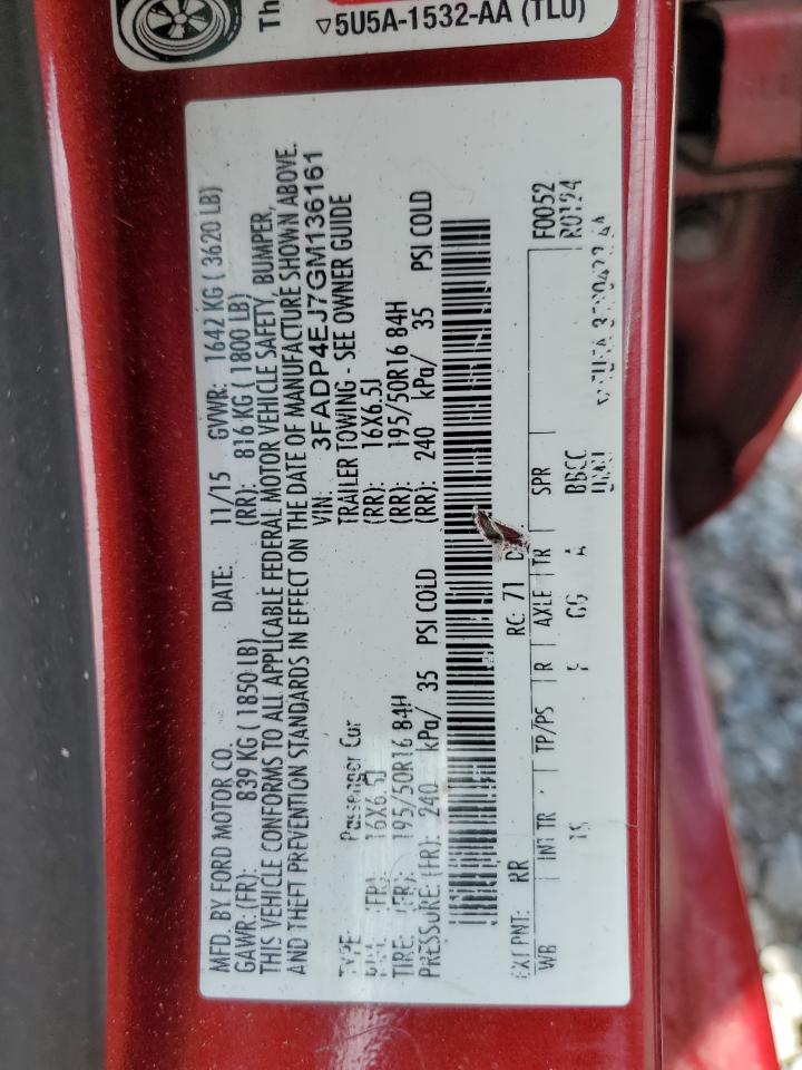 2016 Ford Fiesta Se VIN: 3FADP4EJ7GM136161 Lot: 70595495