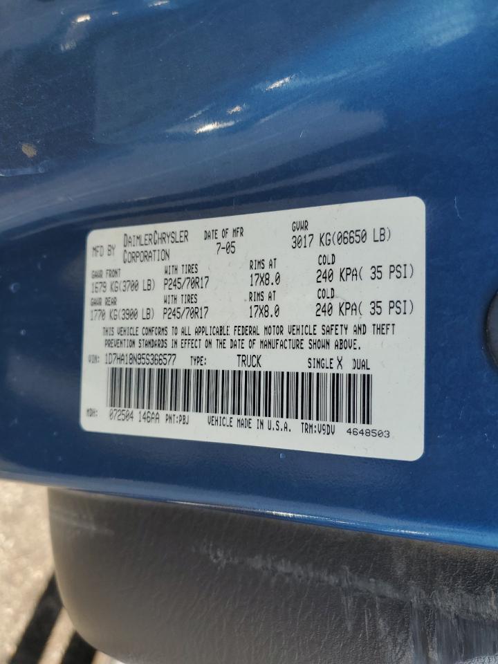 2005 Dodge Ram 1500 St VIN: 1D7HA18N95S366577 Lot: 80295935