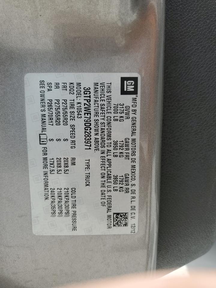 2013 GMC Sierra K1500 Slt VIN: 3GTP2WE79DG283971 Lot: 71502805