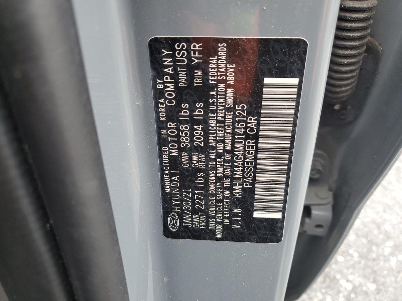 2021 Hyundai Elantra Sel VIN: KMHLM4AG4MU146125 Lot: 84830475