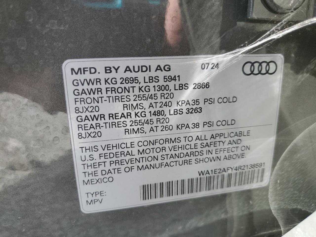 2024 Audi Q5 E Premium Plus 55 VIN: WA1E2AFY4R2138591 Lot: 80699025