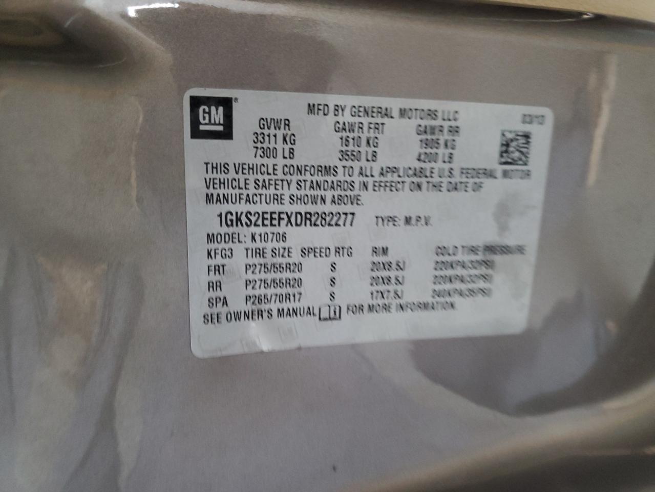 2013 GMC Yukon Denali VIN: 1GKS2EEFXDR282277 Lot: 71550015